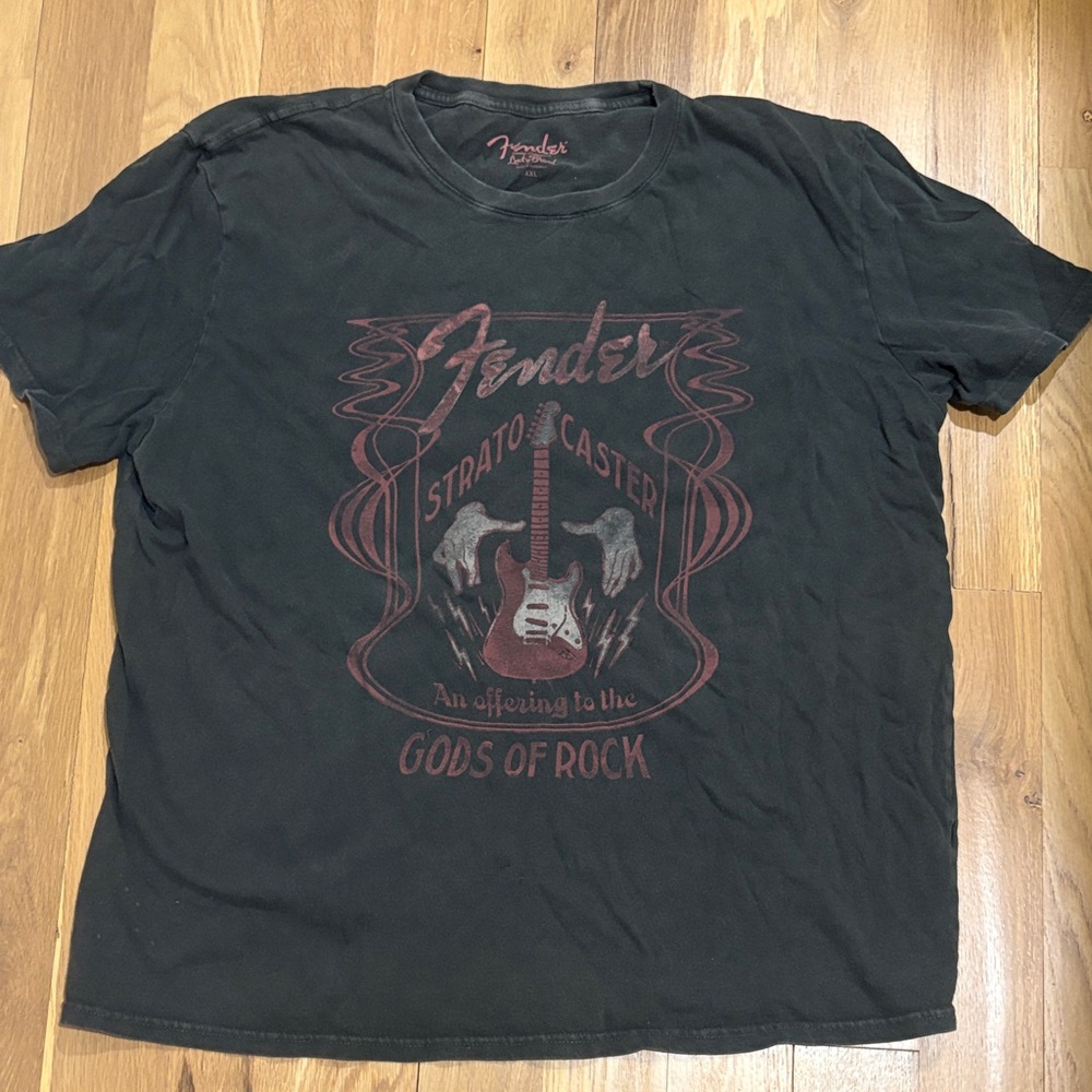Lucky Brand Fender Men’s Black Graphic Tee - Stratocaster Gods of Rock